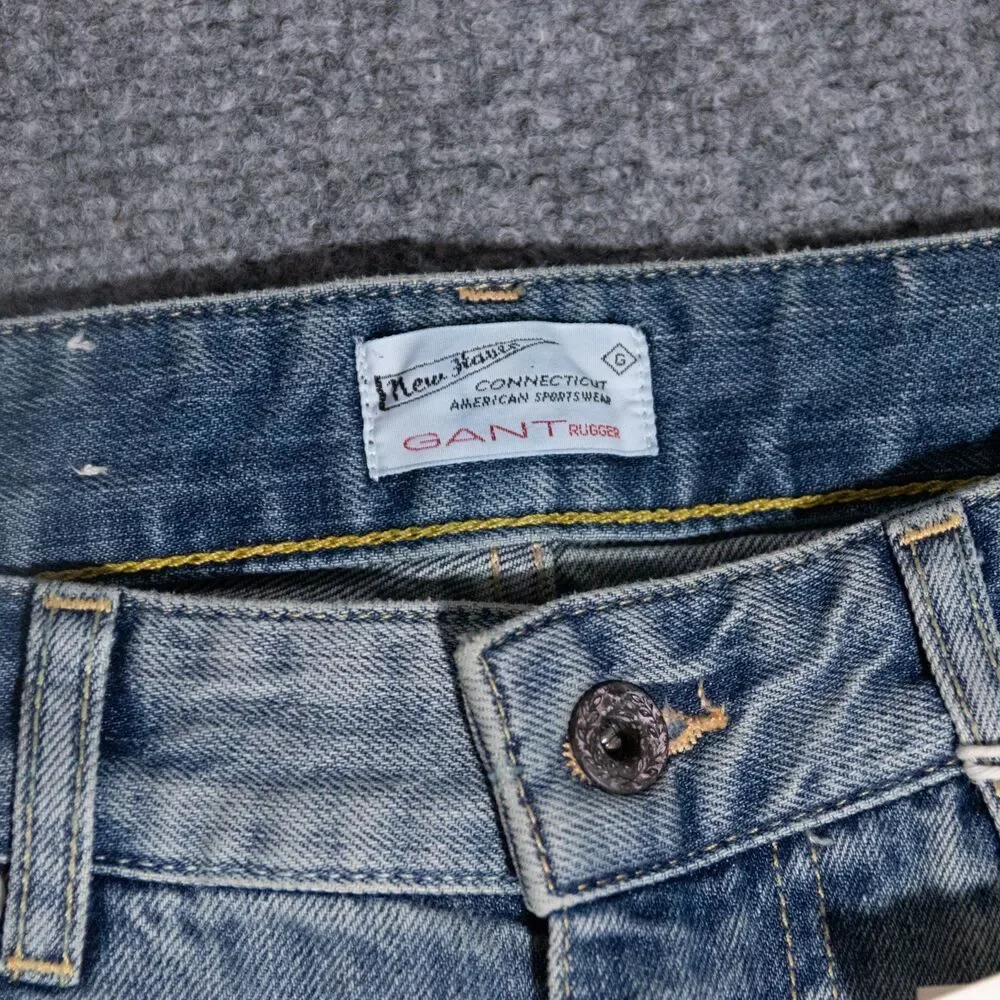 NWT GANT Rugger Stickboy Denim Cut Off Light Indigo Blue Jean Shorts Men's 30